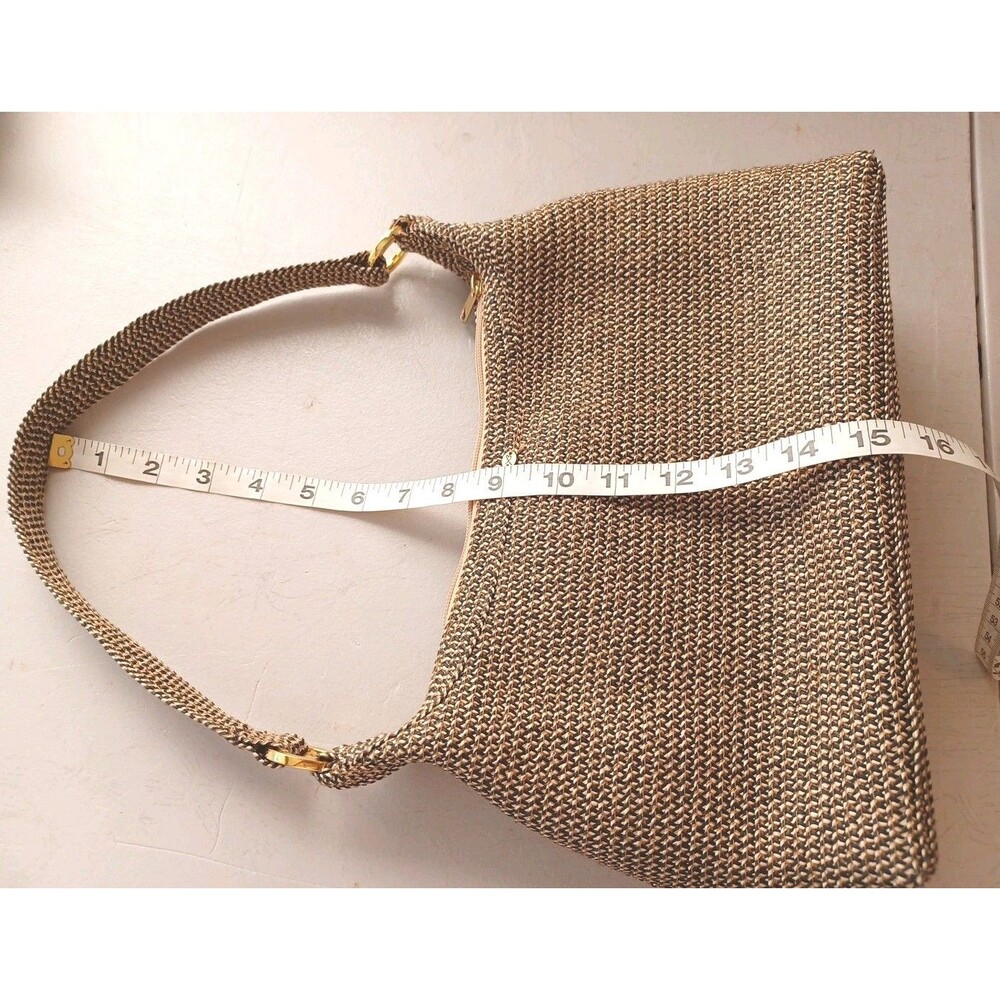 BETMAR New York Purse Tan & Black Woven Knit Vintage Tweed Handbag Shoulder Bag - Picture 12 of 13